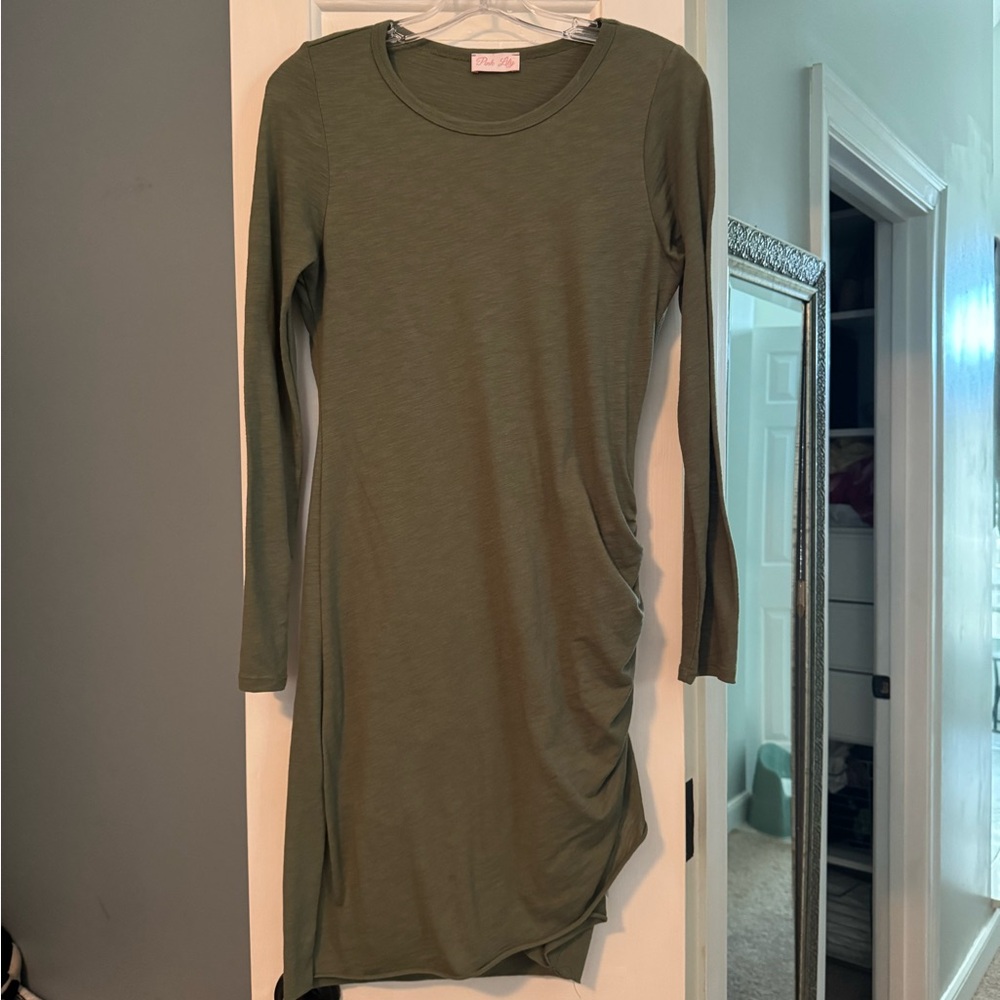 Pink Lily Olive Long Sleeve Dress